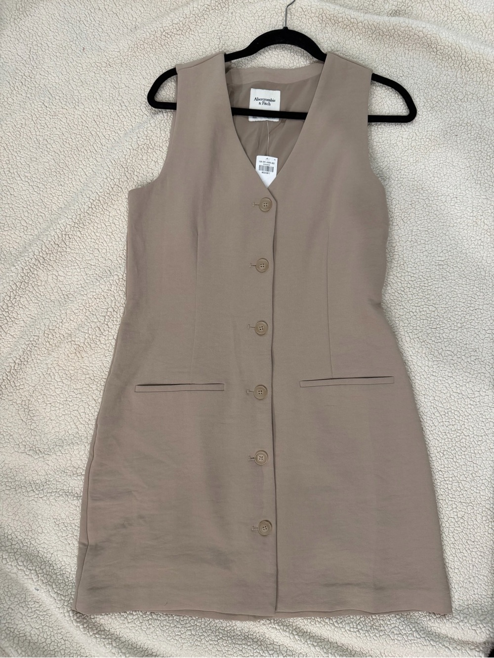 Abercrombie & Fitch Sleeveless Button-Front Taupe Dress